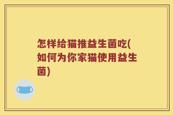 怎样给猫推益生菌吃(如何为你家猫使用益生菌)