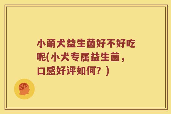 小萌犬益生菌好不好吃呢(小犬专属益生菌，口感好评如何？)