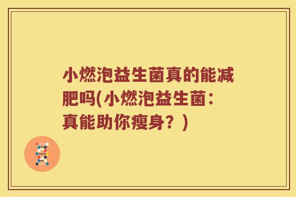 小燃泡益生菌真的能减肥吗(小燃泡益生菌：真能助你瘦身？)