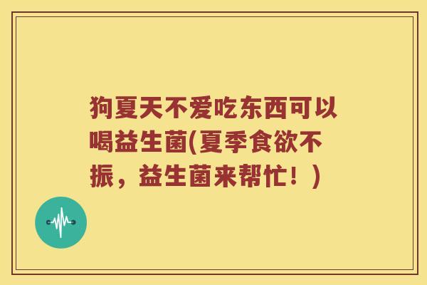狗夏天不爱吃东西可以喝益生菌(夏季食欲不振，益生菌来帮忙！)