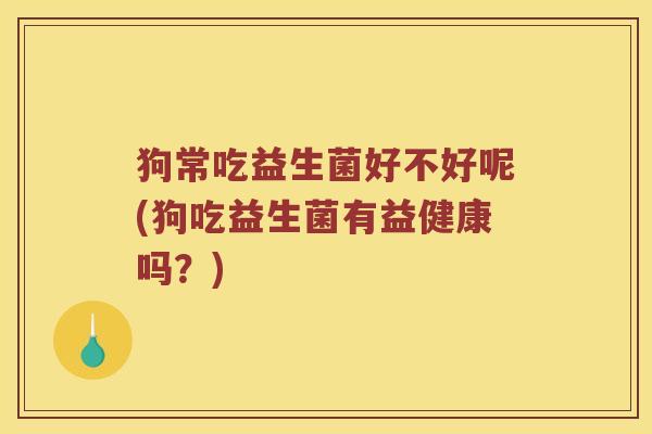 狗常吃益生菌好不好呢(狗吃益生菌有益健康吗？)