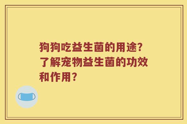 狗狗吃益生菌的用途？了解宠物益生菌的功效和作用？