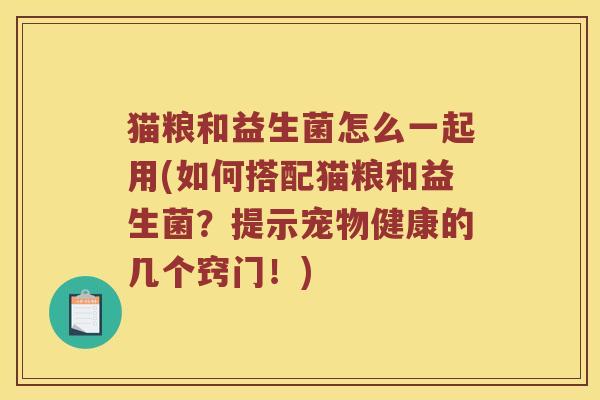 猫粮和益生菌怎么一起用(如何搭配猫粮和益生菌？提示宠物健康的几个窍门！)