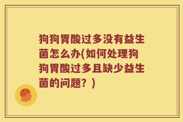 狗狗胃酸过多没有益生菌怎么办(如何处理狗狗胃酸过多且缺少益生菌的问题？)
