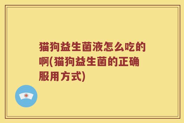 猫狗益生菌液怎么吃的啊(猫狗益生菌的正确服用方式)