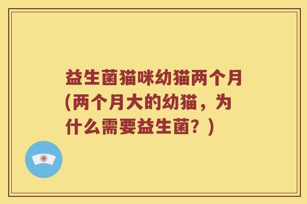益生菌猫咪幼猫两个月(两个月大的幼猫，为什么需要益生菌？)
