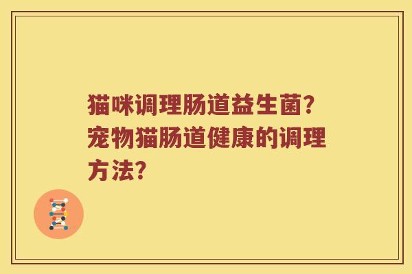 猫咪调理肠道益生菌？宠物猫肠道健康的调理方法？