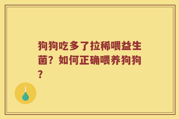 狗狗吃多了拉稀喂益生菌？如何正确喂养狗狗？