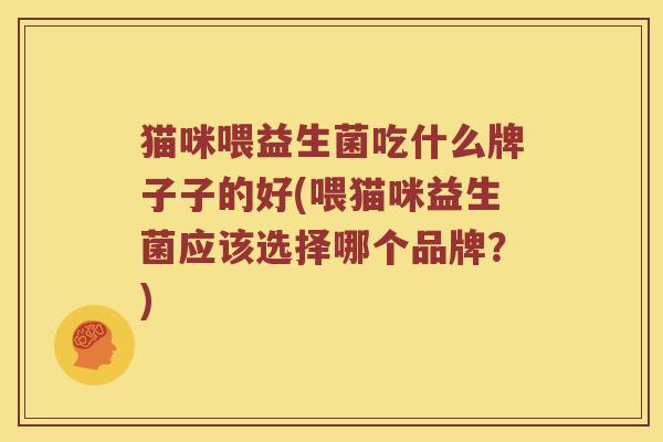 猫咪喂益生菌吃什么牌子子的好(喂猫咪益生菌应该选择哪个品牌？)