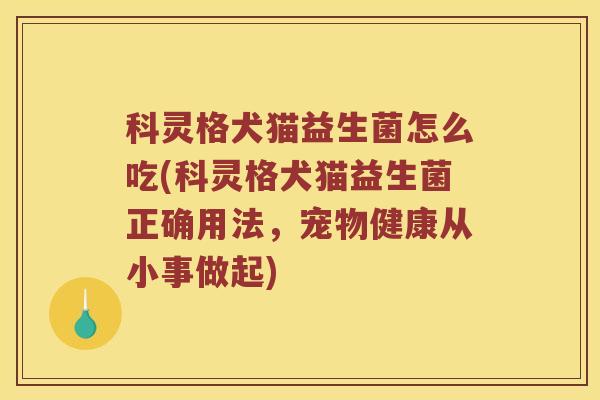 科灵格犬猫益生菌怎么吃(科灵格犬猫益生菌正确用法，宠物健康从小事做起)