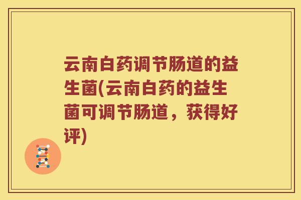 云南白药调节肠道的益生菌(云南白药的益生菌可调节肠道，获得好评)