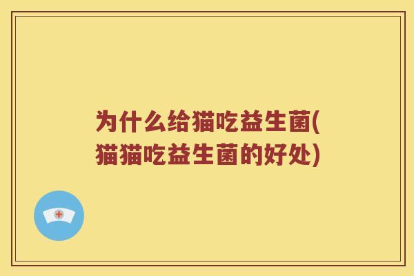为什么给猫吃益生菌(猫猫吃益生菌的好处)