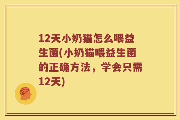 12天小奶猫怎么喂益生菌(小奶猫喂益生菌的正确方法，学会只需12天)