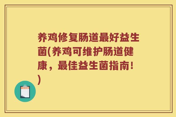 养鸡修复肠道最好益生菌(养鸡可维护肠道健康，最佳益生菌指南！)
