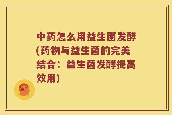 中药怎么用益生菌发酵(药物与益生菌的完美结合：益生菌发酵提高效用)