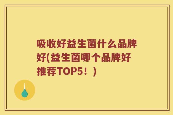 吸收好益生菌什么品牌好(益生菌哪个品牌好推荐TOP5！)