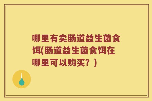 哪里有卖肠道益生菌食饵(肠道益生菌食饵在哪里可以购买？)
