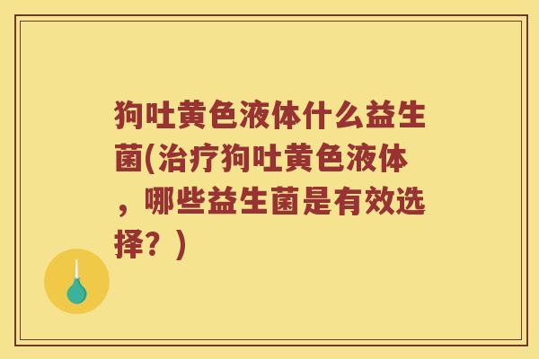 狗吐黄色液体什么益生菌(治疗狗吐黄色液体，哪些益生菌是有效选择？)