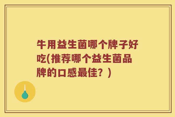 牛用益生菌哪个牌子好吃(推荐哪个益生菌品牌的口感最佳？)