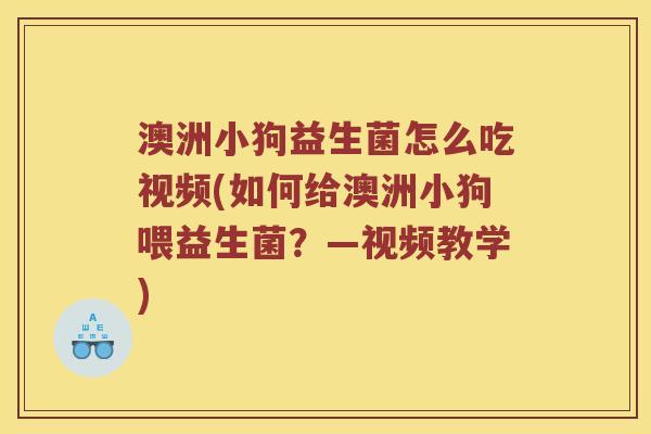 澳洲小狗益生菌怎么吃视频(如何给澳洲小狗喂益生菌？—视频教学)