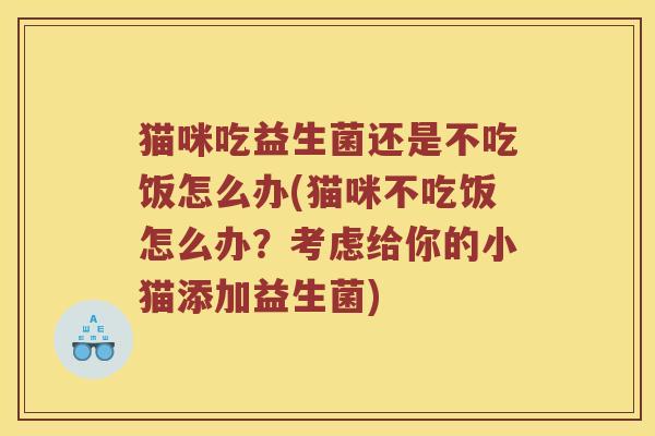 猫咪吃益生菌还是不吃饭怎么办(猫咪不吃饭怎么办?考虑给你的小猫添加益生菌) 猫咪吃益生菌还是不吃饭怎么办(猫咪不吃饭怎么办?考虑给你的小猫添加益生菌)