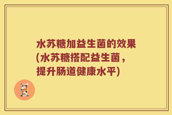 水苏糖加益生菌的效果(水苏糖搭配益生菌，提升肠道健康水平)