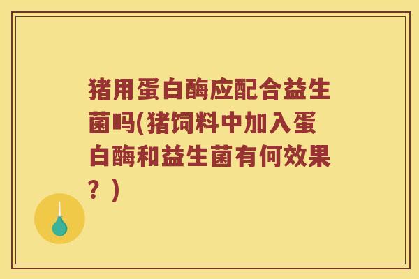 猪用蛋白酶应配合益生菌吗(猪饲料中加入蛋白酶和益生菌有何效果？)
