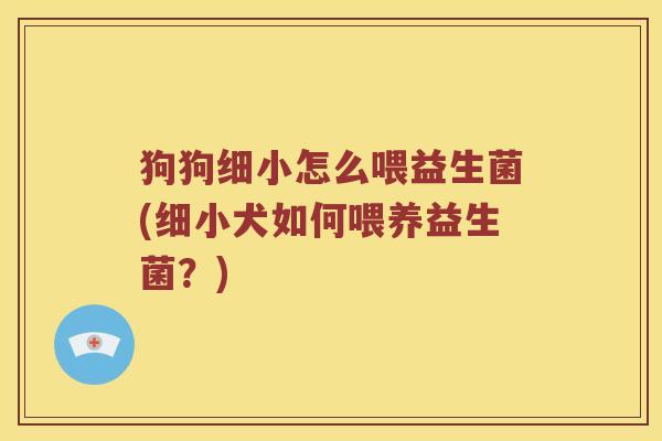 狗狗细小怎么喂益生菌(细小犬如何喂养益生菌？)