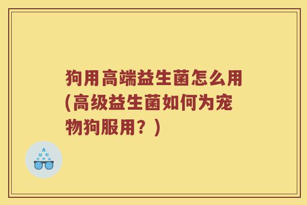 狗用高端益生菌怎么用(高级益生菌如何为宠物狗服用？)