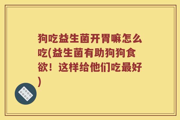 狗吃益生菌开胃嘛怎么吃(益生菌有助狗狗食欲！这样给他们吃最好)