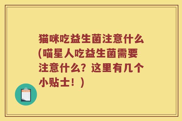 猫咪吃益生菌注意什么(喵星人吃益生菌需要注意什么？这里有几个小贴士！)
