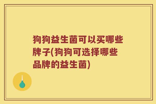 狗狗益生菌可以买哪些牌子(狗狗可选择哪些品牌的益生菌)