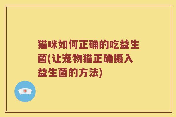 猫咪如何正确的吃益生菌(让宠物猫正确摄入益生菌的方法)