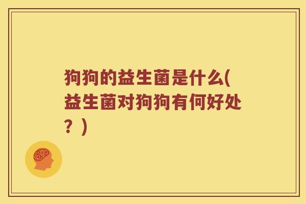 狗狗的益生菌是什么(益生菌对狗狗有何好处?) 狗狗的益生菌是什么(益生菌对狗狗有何好处?)