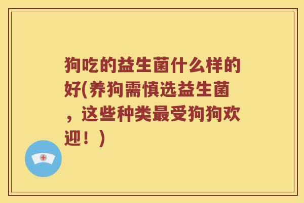 狗吃的益生菌什么样的好(养狗需慎选益生菌,这些种类受狗狗欢迎!) 狗吃的益生菌什么样的好(养狗需慎选益生菌,这些种类受狗狗欢迎!)