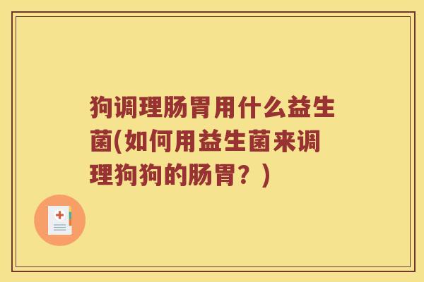 狗调理肠胃用什么益生菌(如何用益生菌来调理狗狗的肠胃？)