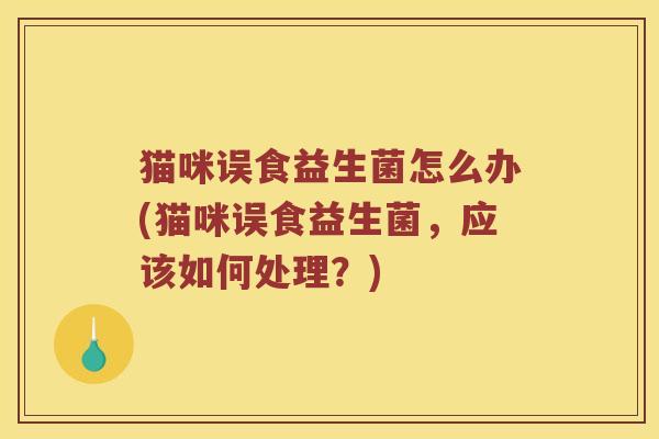 猫咪误食益生菌怎么办(猫咪误食益生菌，应该如何处理？)
