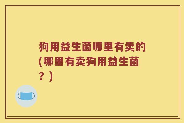 狗用益生菌哪里有卖的(哪里有卖狗用益生菌？)