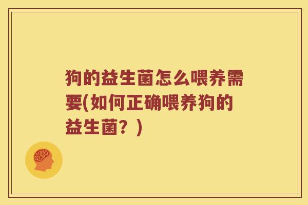 狗的益生菌怎么喂养需要(如何正确喂养狗的益生菌？)