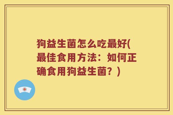 狗益生菌怎么吃最好(最佳食用方法：如何正确食用狗益生菌？)
