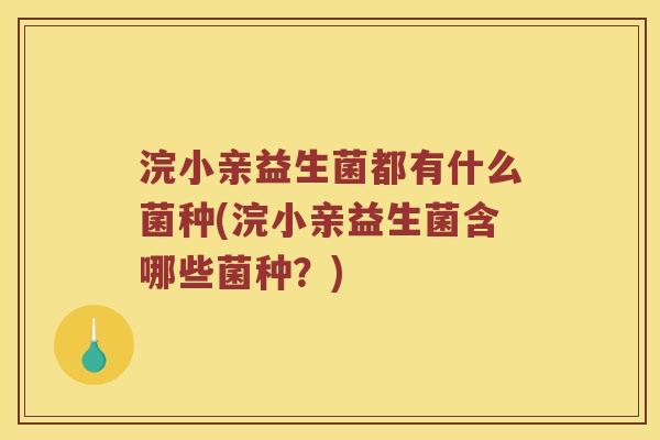 浣小亲益生菌都有什么菌种(浣小亲益生菌含哪些菌种？)