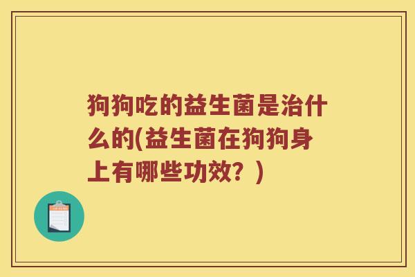 狗狗吃的益生菌是治什么的(益生菌在狗狗身上有哪些功效？)