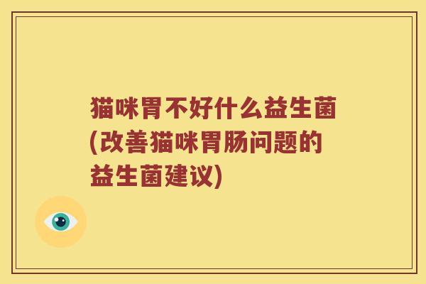 猫咪胃不好什么益生菌(改善猫咪胃肠问题的益生菌建议)