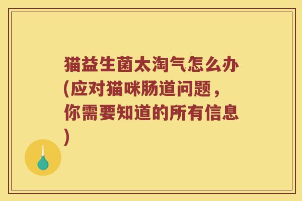 猫益生菌太淘气怎么办(应对猫咪肠道问题，你需要知道的所有信息)