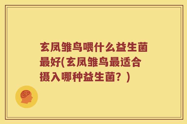 玄凤雏鸟喂什么益生菌最好(玄凤雏鸟最适合摄入哪种益生菌？)
