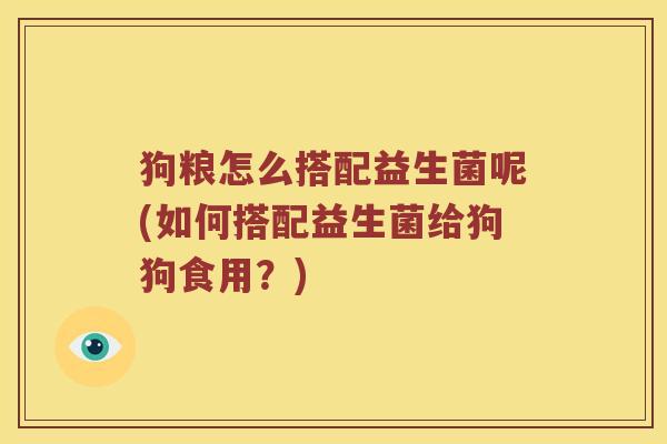 狗粮怎么搭配益生菌呢(如何搭配益生菌给狗狗食用？)