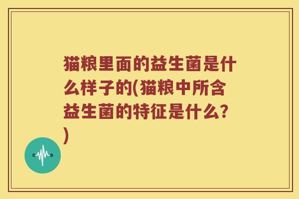猫粮里面的益生菌是什么样子的(猫粮中所含益生菌的特征是什么？)