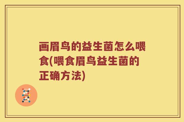 画眉鸟的益生菌怎么喂食(喂食眉鸟益生菌的正确方法)
