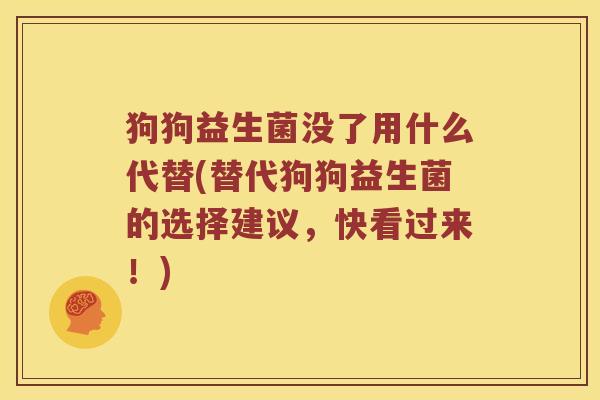 狗狗益生菌没了用什么代替(替代狗狗益生菌的选择建议，快看过来！)