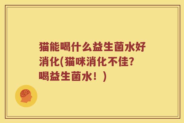 猫能喝什么益生菌水好消化(猫咪消化不佳？喝益生菌水！)